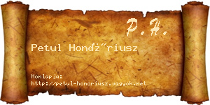 Petul Honóriusz névjegykártya